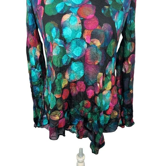 Snoskins Multi Color Dot Print Cowl Neck Top Art to Wear Asymmetrical Hem Size M - Picture 4 of 8